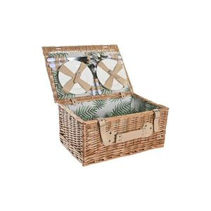 Cos de picnic pentru 4 persoane, DKD Home Decor, 44 x 30 x 22 cm, rachita, natural/verde imagine