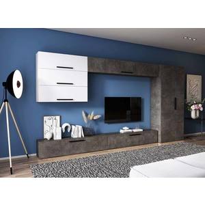 Living Pati 169 - Mobila Sufragerie Gri Beton+ Alb imagine