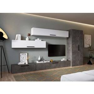 Living Pati 207 - Mobila Sufragerie Gri Beton + Alb imagine