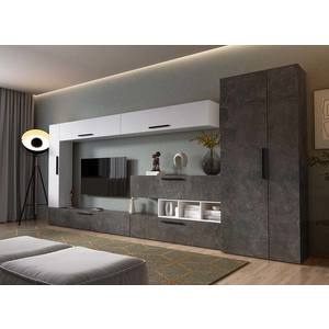 Living Pati 217 - Mobila Sufragerie Gri Beton + Alb imagine