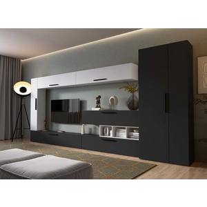 Living Pati 215 - Mobila Sufragerie Gri Antracit + Alb imagine