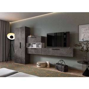 Living Pati 209- Mobila Sufragerie Gri Beton + Alb imagine