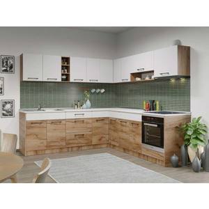 Set Mobila Bucatarie Colt Gastro 240*240 Alb/Stejar - C27 imagine