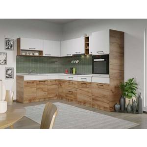 Set Mobila Bucatarie Colt Gastro 180*280 Alb/Stejar - C25 imagine