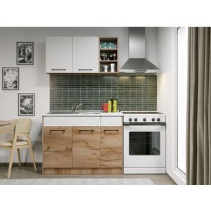 Set Mobila Bucatarie Gastro 110 Alb/Stejar - C17 imagine