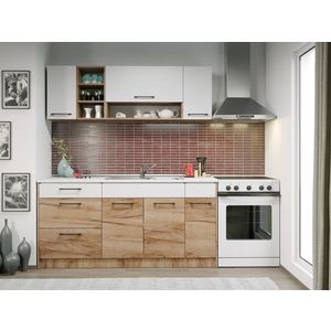 Set Mobila Bucatarie Gastro 170 Alb/Stejar - C14 imagine