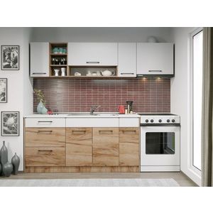 Set Mobila Bucatarie Gastro 230 Alb/Stejar - C13 imagine