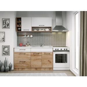 Set Mobila Bucatarie Gastro 140 Alb/Stejar - C09 imagine