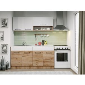 Set Mobila Bucatarie Gastro 160 Alb/Stejar - C07 imagine