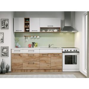 Set Mobila Bucatarie Gastro 180 Alb/Stejar - C05 imagine