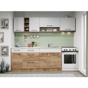 Set Mobila Bucatarie Gastro 240 Alb/Stejar - C04 imagine