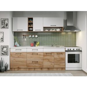 Set Mobila Bucatarie Gastro 200 Alb/Stejar - C01 imagine