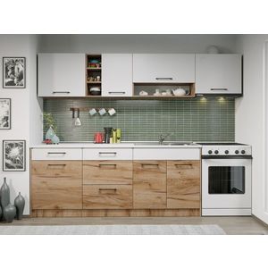 Set Mobila Bucatarie Gastro 260 Alb/Stejar - C03 imagine