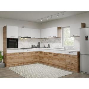 Set Mobila Bucatarie Colt Gastro 250*320 Alb/Stejar - C41 imagine