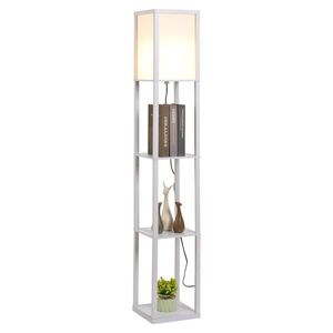 Lampa de Podea HOMCOM cu 3 Polite Integrate, Cuplare E27 Putere 40W, MDF, 26x26x160cm, Alb | Aosom Romania imagine