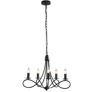 HOMCOM Lustră Suspendată Design Împletit, Candelabru Oțel cu 5 Brațe, Iluminat Elegant Sufragerie 158x45 cm, Negru | Aosom Romania imagine