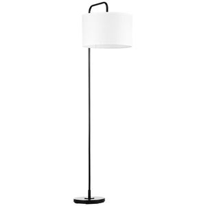 Homcom Lampadar Arcuit, Design Modern cu Abajur din Țesătură și Structură din Oțel, 64x38x163.5 cm, Alba și Neagră, pentru Interior | Aosom Romania imagine