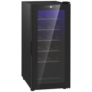 HOMCOM Frigider pentru Vinuri, Frigider de Vin cu Control al Temperaturii, Ecran Tactil Digital și Lumină LED, 18 Sticle, 34.5x45x78 cm, Negru imagine