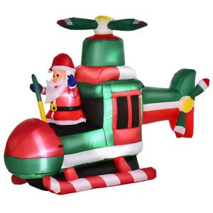 HOMCOM Mos Craciun gonflabil pe elicopter 4 lumini cu LED-uri, decoratiune gonflabila pentru exterior, decoratiune de craciun | Aosom Romania imagine