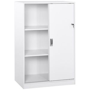 HOMCOM Dulap pentru birou cu 3 rafturi si 2 chei de siguranta, mobilier pentru birou din PAL, 80x40x120 cm, alb imagine