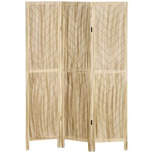 HOMCOM Separator de Cameră cu 3 Panouri, Ecran de Confidențialitate Pliabil Portabil pentru Interior din Lemn Masiv, Despărțitor de Perete, 120x170x1.6 cm, Natural imagine