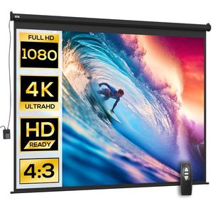 HOMCOM Ecran de Proiecție 120 Inch Format 4: 3 Reglabil cu Telecomandă, Ecran de Proiecție Compact, 244x183 cm, Negru | Aosom Romania imagine