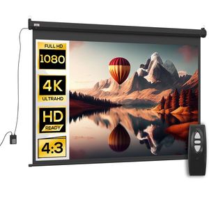 HOMCOM Ecran de Proiecție 100 inch, Format 4: 3 Reglabil cu Telecomandă, Ecran de Proiecție Compact, 203x152 cm, Negru | Aosom Romania imagine