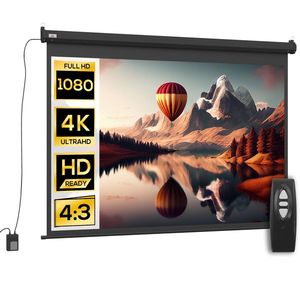 HOMCOM Ecran pentru Proiector de 84 inch, Reglabil cu Telecomandă, Ecran de Proiecție Compact, 171x130 cm, Negru | Aosom Romania imagine