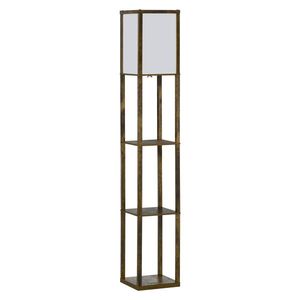 HOMCOM Lampă de Podea cu 3 Rafturi Integrate, Design Modern din MDF, 26x26x160 cm, Lemn Natural | Aosom Romania imagine