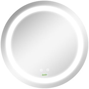 Kleankin Oglindă de Baie Rotundă cu Lumină LED, Oglindă cu Lumină Reglabilă și Funcție Anti-Aburire, Ø50 cm, Argintie | Aosom Romania imagine