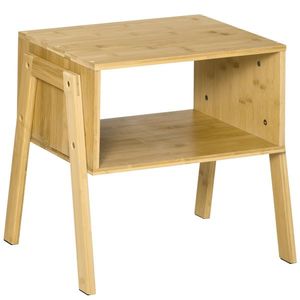 Noptiera Multifunctionala din Bambus HOMCOM, Design Deschis, Natural 43x32.5x42cm | AOSOM RO imagine