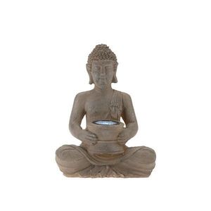 Lampa solara de gradina Buddha, 21x14x28 cm, Argintiu imagine