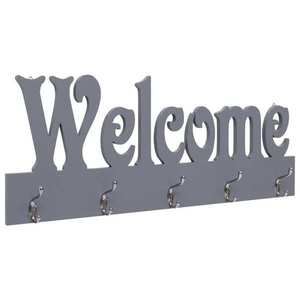 vidaXL Cuier de perete WELCOME, gri, 74 x 29, 5 cm imagine