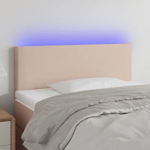 vidaXL Tăblie de pat cu LED, cappuccino, 90x5x78/88cm, piele ecologică imagine