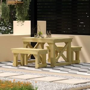 vidaXL Set mobilier de exterior, 3 piese, lemn de pin tratat imagine