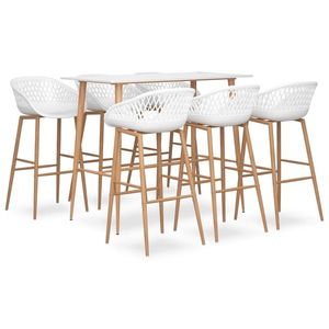 vidaXL Set mobilier de bar, 7 piese, alb imagine