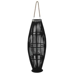 vidaXL Suport felinar lumânări suspendat, negru, 95 cm, bambus imagine