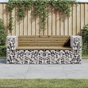 vidaXL Bancă de grădină cu gabion, 184x71x65, 5 cm, lemn pin impregnat imagine