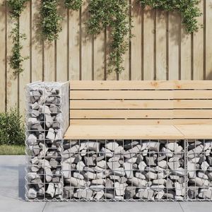 vidaXL Bancă de grădină design gabion, 92x71x65, 5cm, lemn masiv de pin imagine