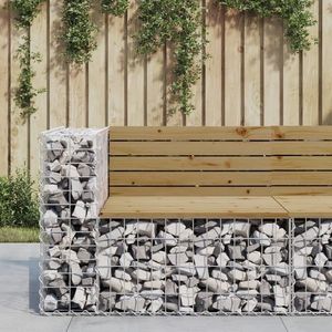 vidaXL Bancă de grădină design gabion 92x71x65, 5 cm lemn pin impregnat imagine