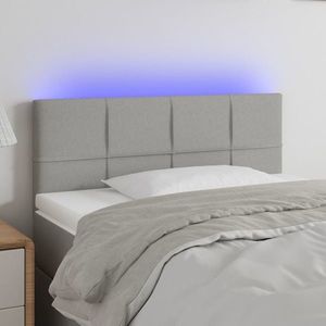 vidaXL Tăblie de pat cu LED, gri deschis, 90x5x78/88 cm, textil imagine