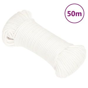 vidaXL Frânghie de barcă, alb complet, 5 mm, 50 m, polipropilenă imagine