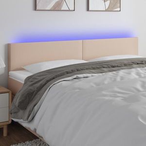 vidaXL Tăblie de pat cu LED cappuccino 180x5x78/88cm piele ecologică imagine