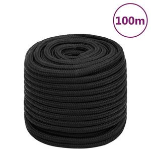 vidaXL Frânghie de barcă, negru complet, 18 mm, 100 m, polipropilenă imagine