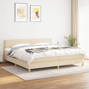 vidaXL Pat box spring cu saltea, crem, 200x200 cm, textil imagine