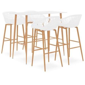 vidaXL Set mobilier de bar, 5 piese, alb imagine