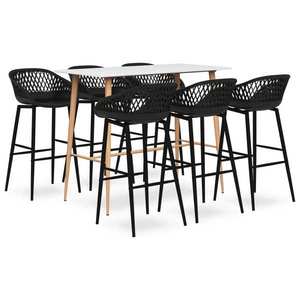 vidaXL Set mobilier de bar, 7 piese, alb și negru imagine