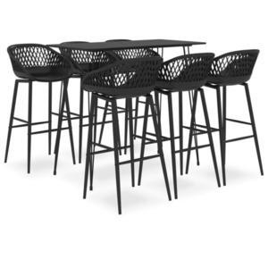 vidaXL Set mobilier de bar, 7 piese, negru imagine