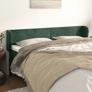 vidaXL Tăblie de pat cu aripioare verde închis 183x23x78/88 cm catifea imagine