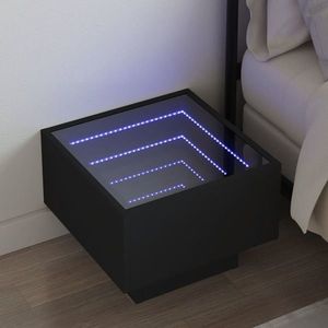 vidaXL Noptieră cu LED infinity, negru, 40x40x30 cm imagine